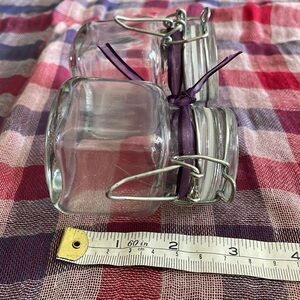 Set of Two Glass Jars with Purple Ribbon